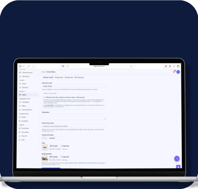 Éditeur de carte de fidélité VOSTRAI sur un MacBook